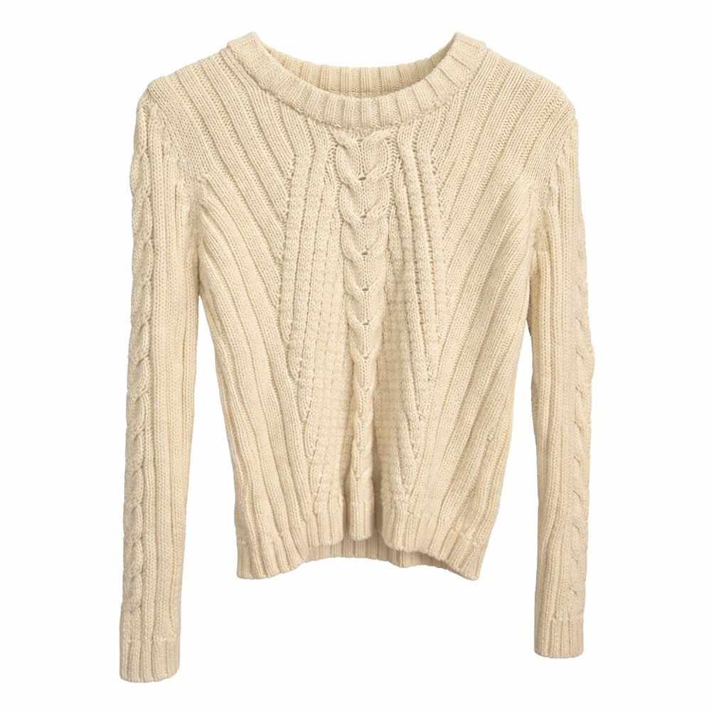 Elegant Cable Knit Sweater in Cream White Orly Y2K Size Large
